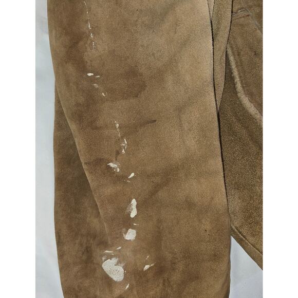 Vintage Distressed Suede Coat Delong Halloween Costume Prop Size 40 Brown - Picture 12 of 16
